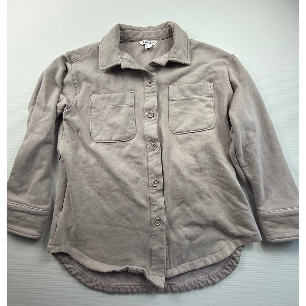 Athleta Women Athleta Retroplush Shirt Jacket Shacket Button Up Zip Pockets s‎